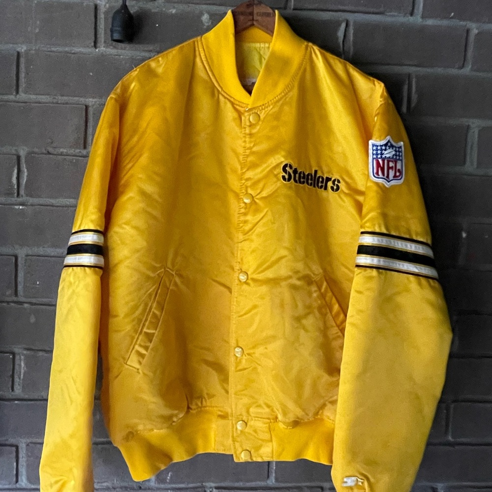 rare gold colorway 90s steelers satin jacket 🔥